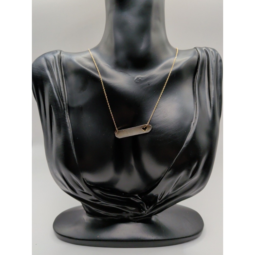 Gold Toned Heart Rectangle Pendant Necklace